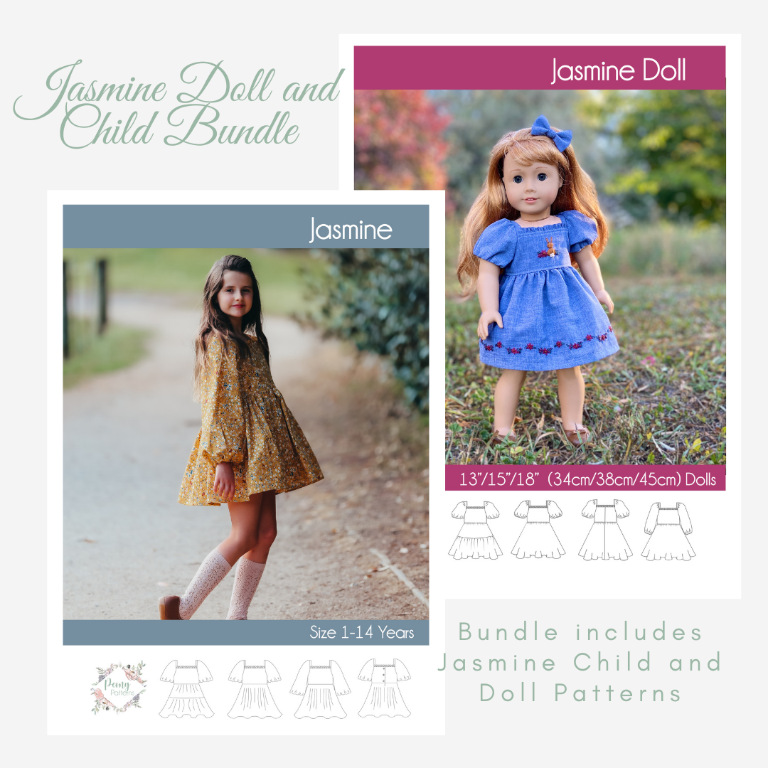 Bundle Doll and Child Jasmine PDF Sewing Pattern – Peony Patterns