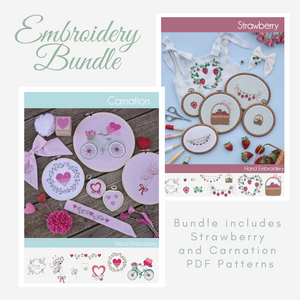Bundle - Strawberry and Carnation PDF Hand Embroidery Pattern