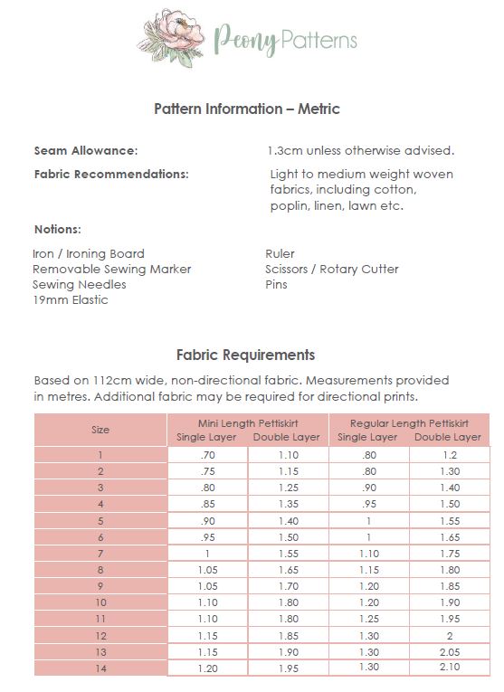 Powderpuff Pettiskirt PDF Sewing Pattern – Peony Patterns