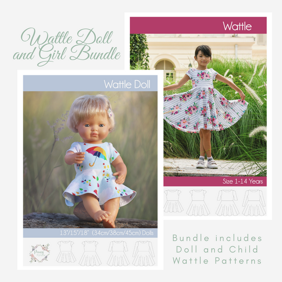 Bundle Doll and Child Wattle Dress PDF Sewing Pattern