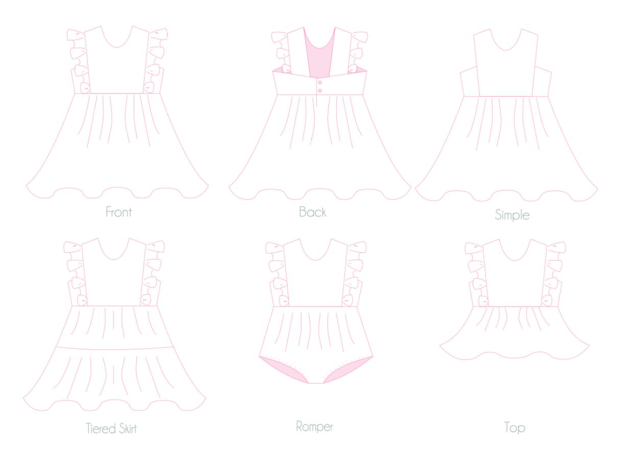 Poppy Dress, Top and Romper PDF Sewing Pattern