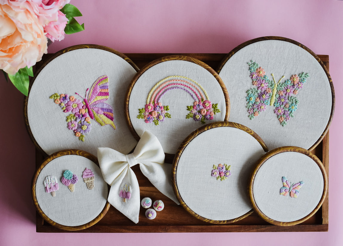 Pink Flowers and Butterfly Mary's Hand Ribbon embroidery class